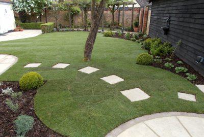Paving stones in lawn